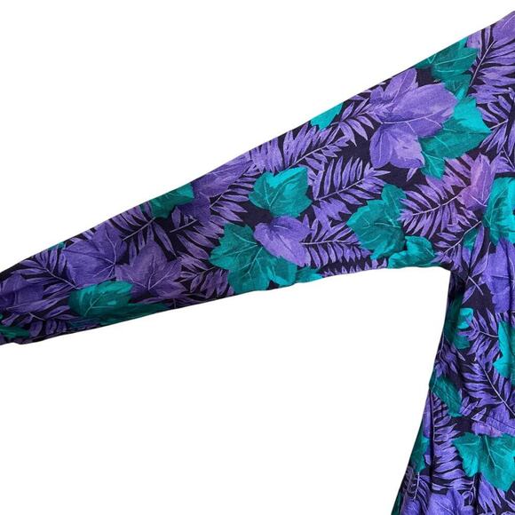 Leslie Fay Women's Vintage 80s 90s Floral Midi Dress Purple Green Size 10 - Picture 5 of 8